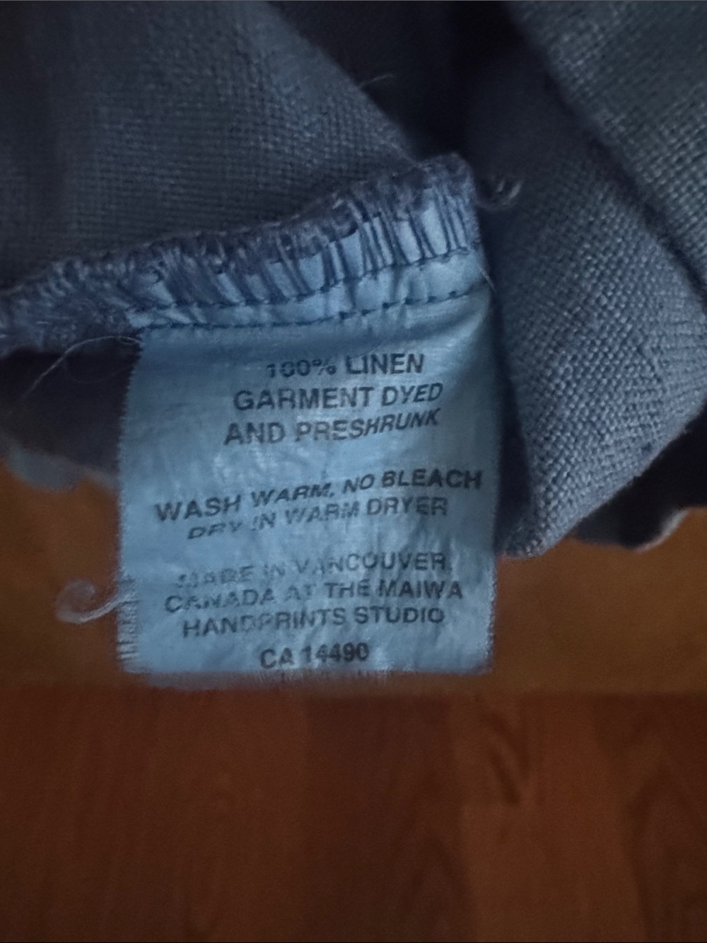 Maiwa 100% Linen indigo hand dyed chore coat - Picture 5 of 5